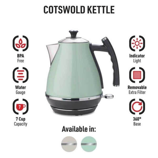 1.7 Liter Stainless Steel Body Retro Electric Kettle