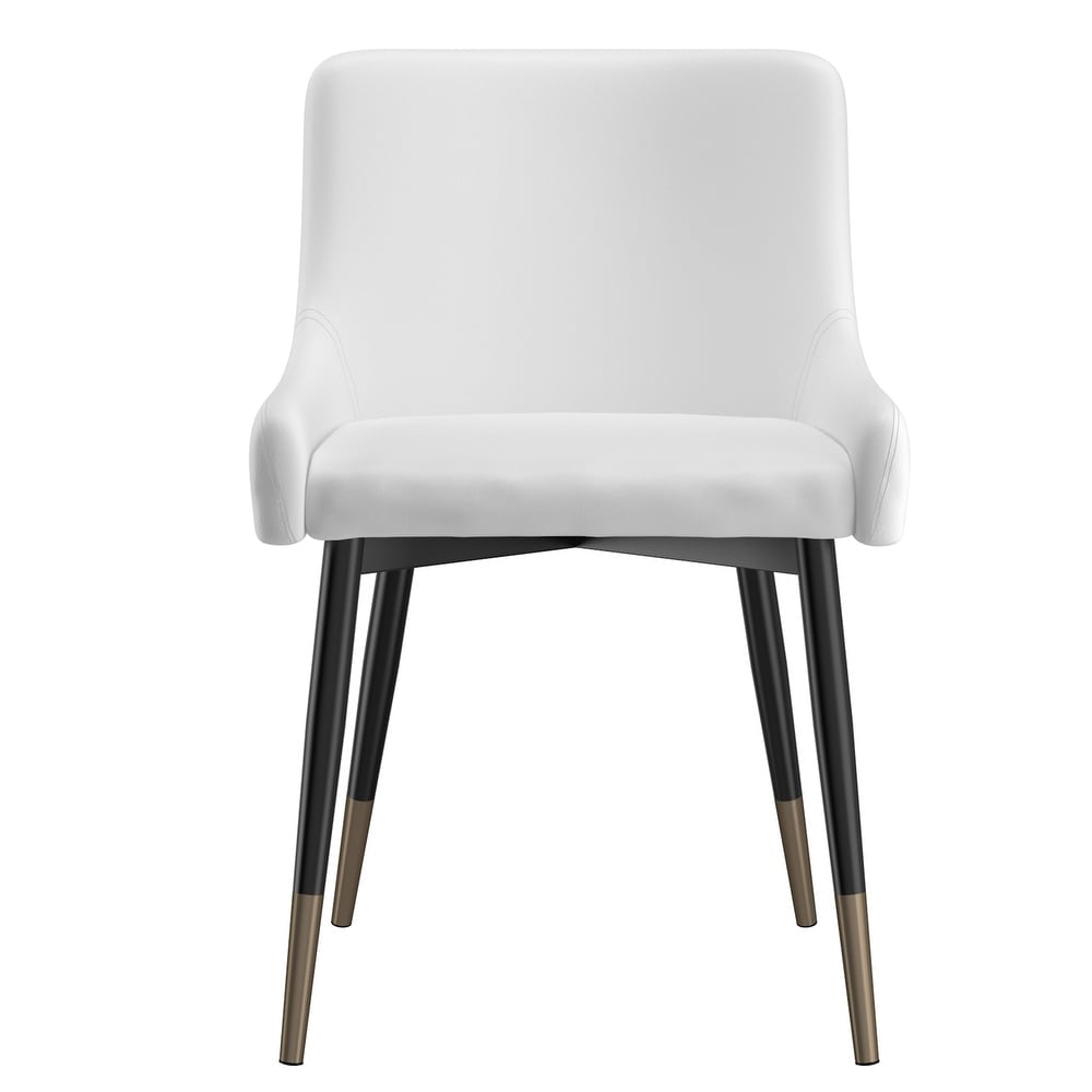 Set of 2 Modern Faux Leather and Metal Side Chair   N/A