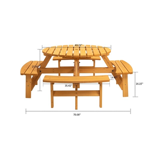 Classic Farmhouse Style Wooden Picnic Table with Integrated Benches