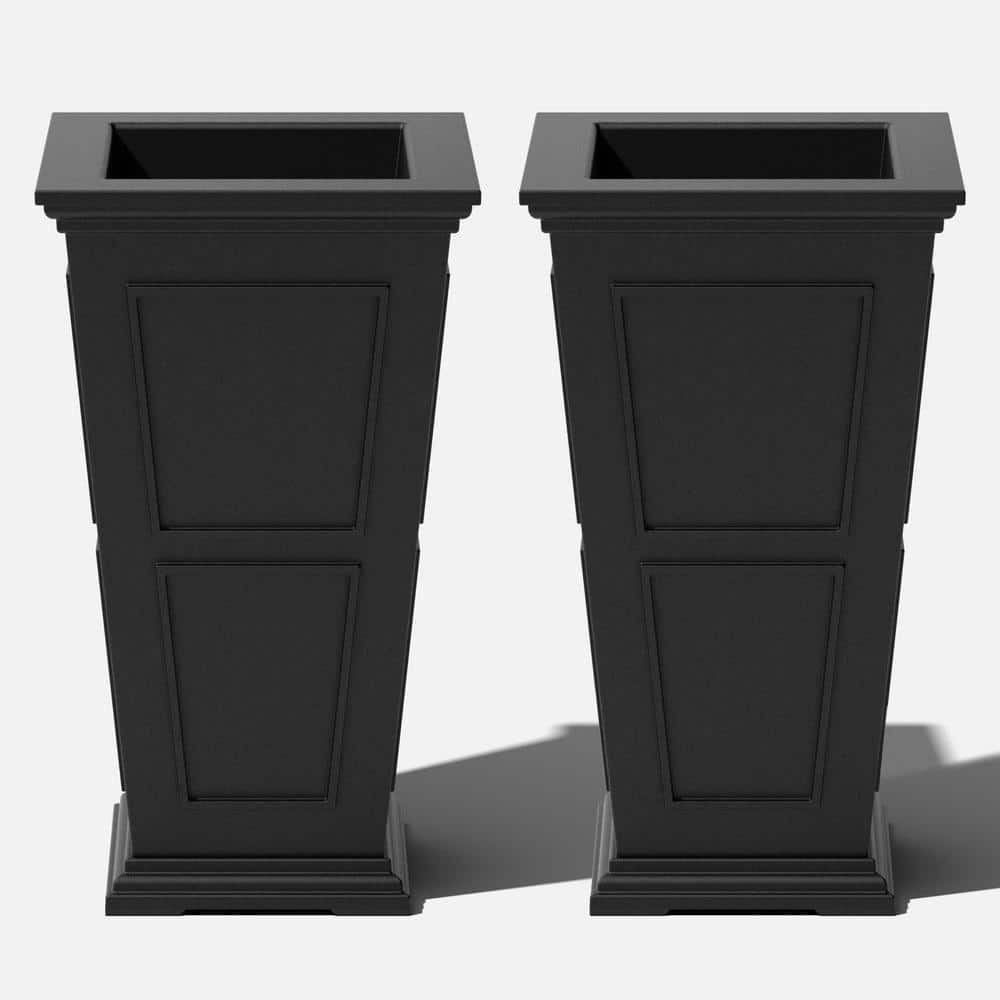 Veradek Brixton Series 28 in. T Black Plastic Planter (2-Pack) BXVTL28B-2PK