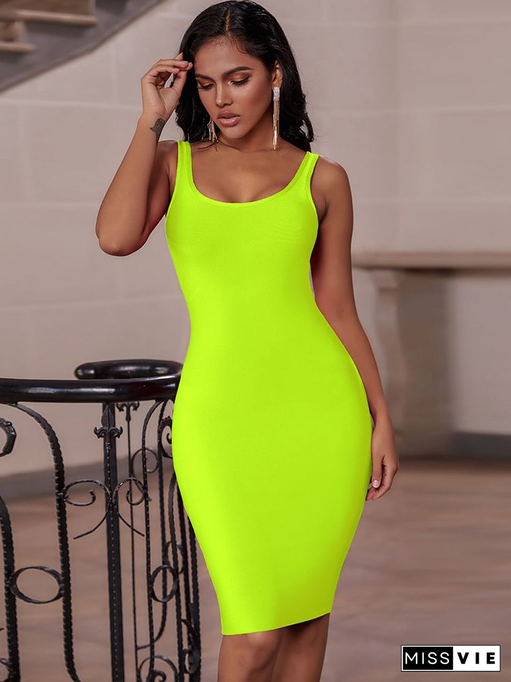 Bandage Dress Red Summer Women's Midi Dress Bodycon Elegant Sexy High Quality Yellow Pink White Evening Party Dress Club