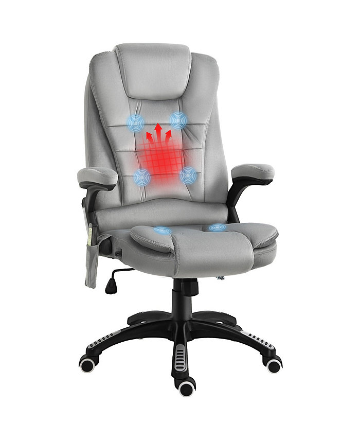 Vinsetto 6 Vibrating Massage Office Chair 5 Modes High Back Executive Heated Chair with Reclining Backrest Padded Armrest Gray