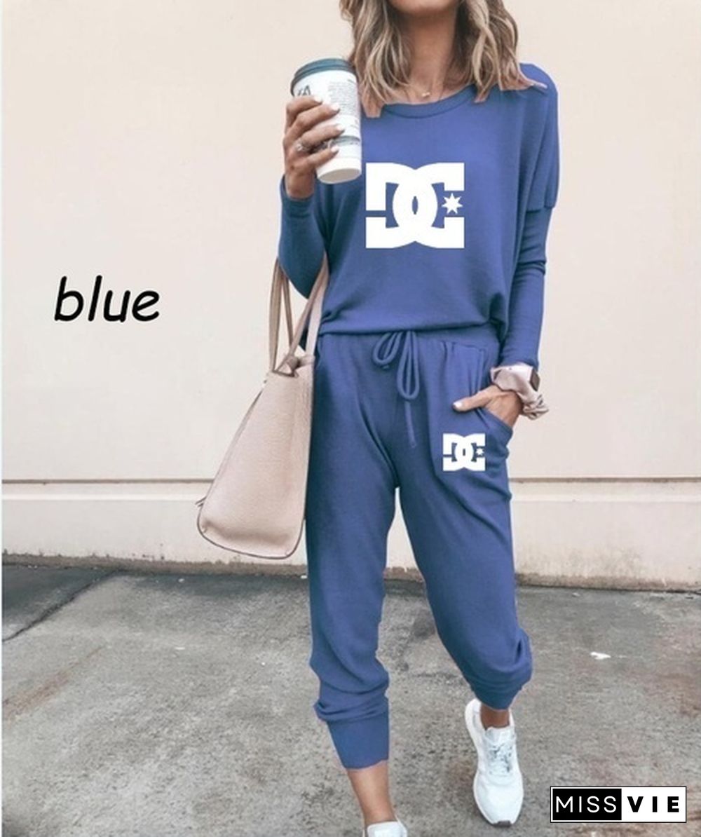 Casual Two-Piece Suits Fashion Outfits Long Sleeve Sweatshirts Pullovers Pants Sportswear for Women