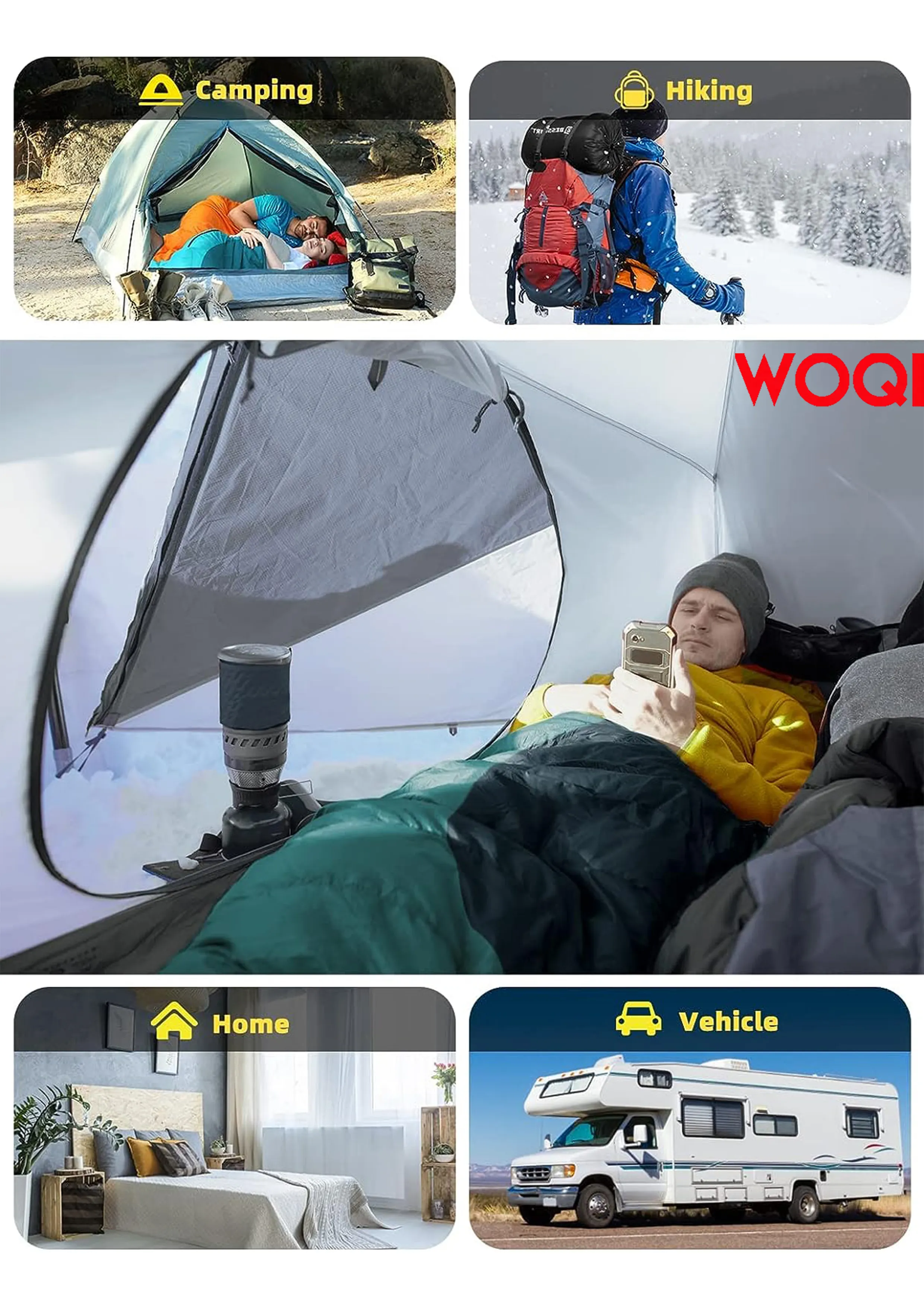 WOQI Season 3 4 Adult Mummy Sleeping Bag  warm and washable  suitable for outdoor hiking in cold weather