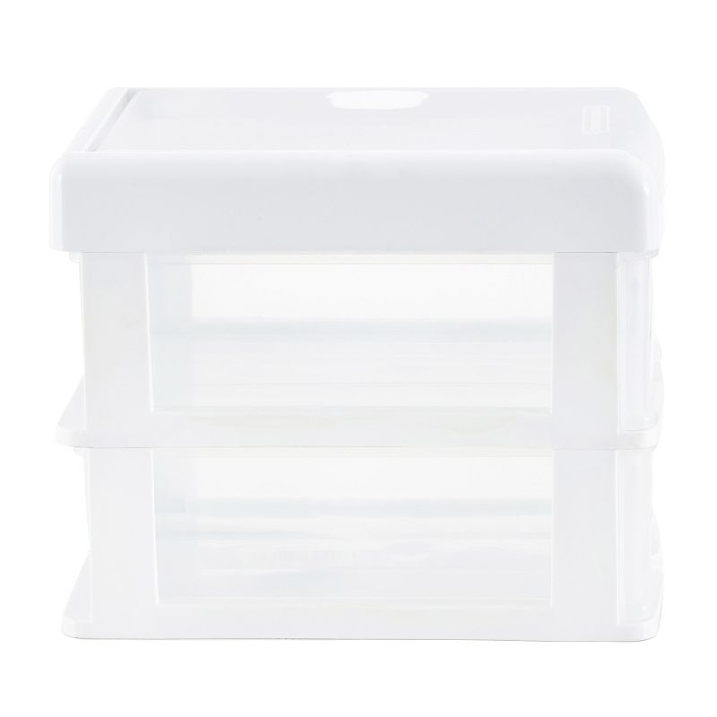 Gracious Living Mini 2 Drawer Desk Organizer with Organizational Flip Top， White