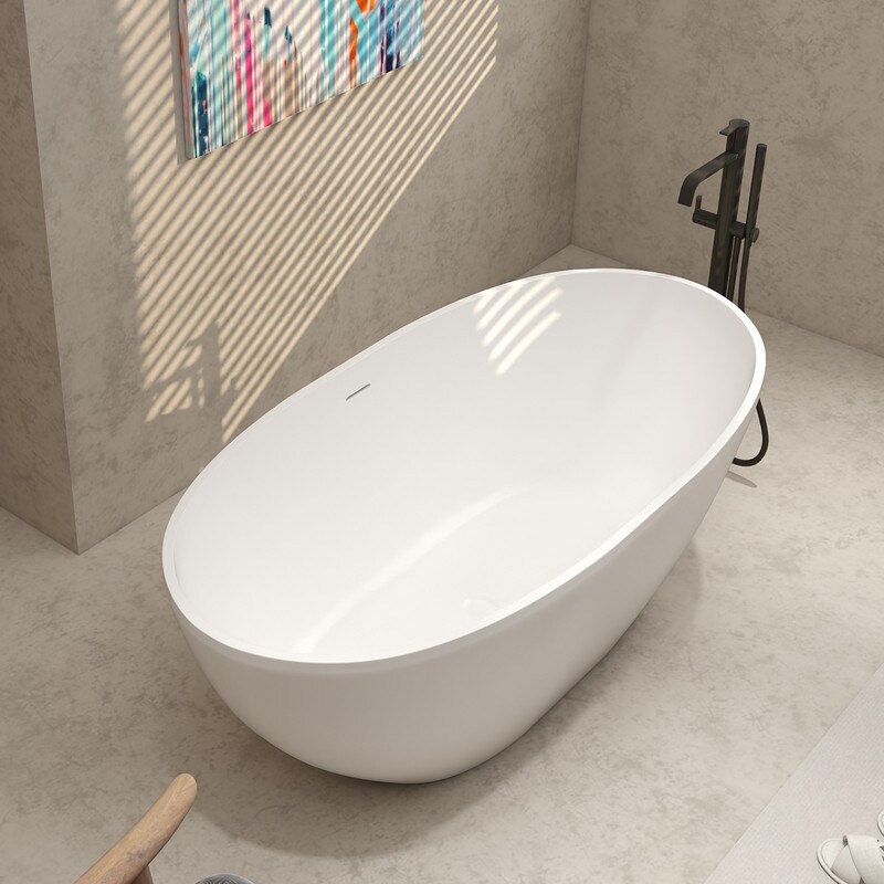 Alvana 61'' x 29.5'' Freestanding Soaking Solid Surface Bathtub