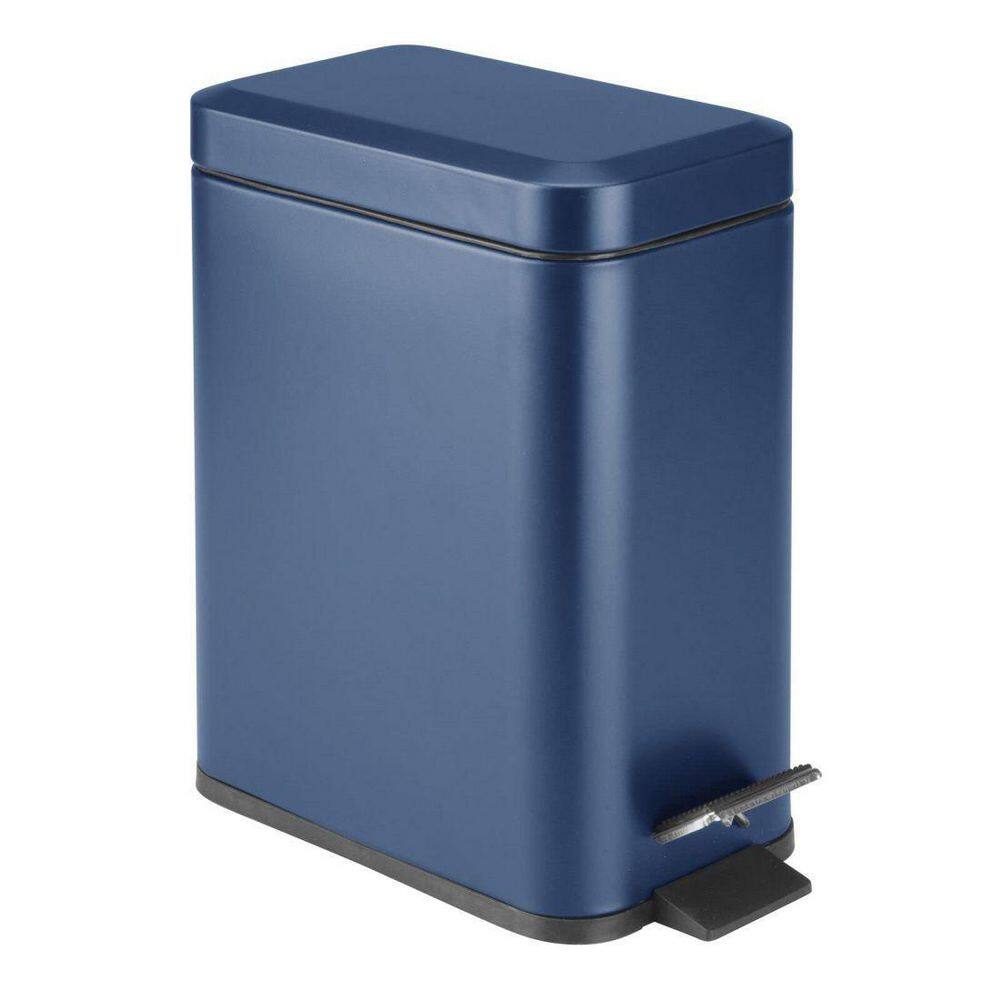 Dracelo 1.3 Gal. Bathroom Small Metal Lidded Step Trash Can with Removable Liner Bucket in Blue B091BC3BP8