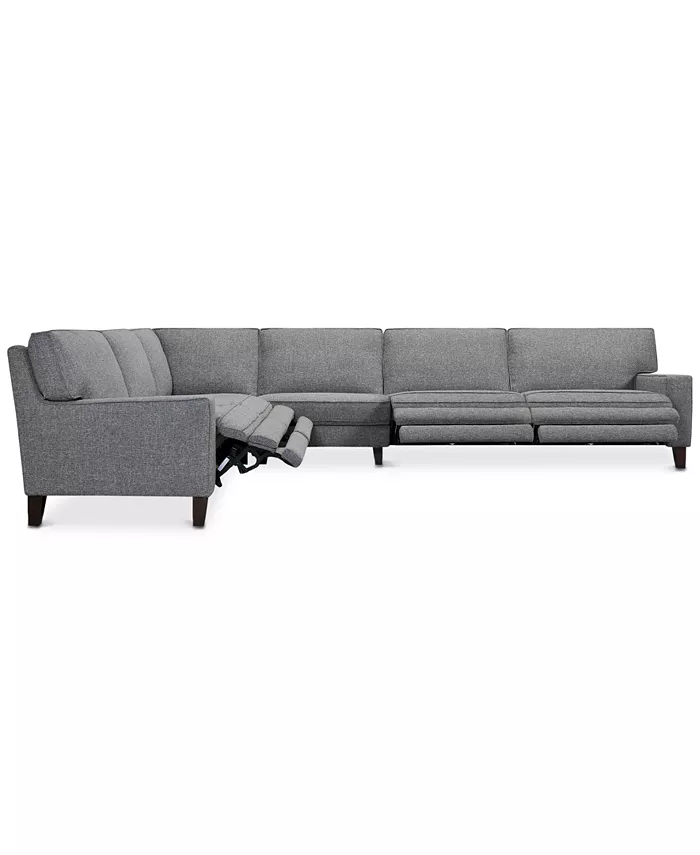 Furniture CLOSEOUT! Sandrew 4-Pc. Fabric Sectional with 4 Power Foot Rests and Armless Chair