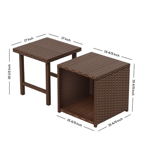 Polytrends Merrick Wicker Rattan Table (Set of 2)