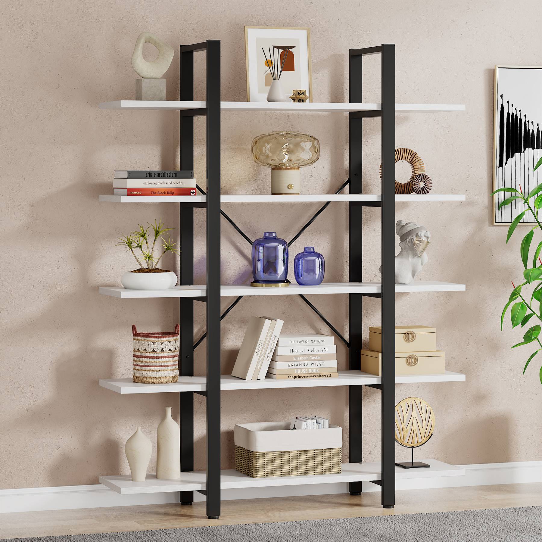 5-Tier Bookshelf, Open Etagere Bookcase Storage Display Rack