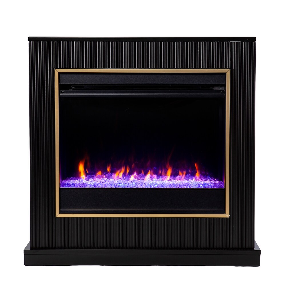 Camarosa Contemporary Black Wood Color Changing Fireplace