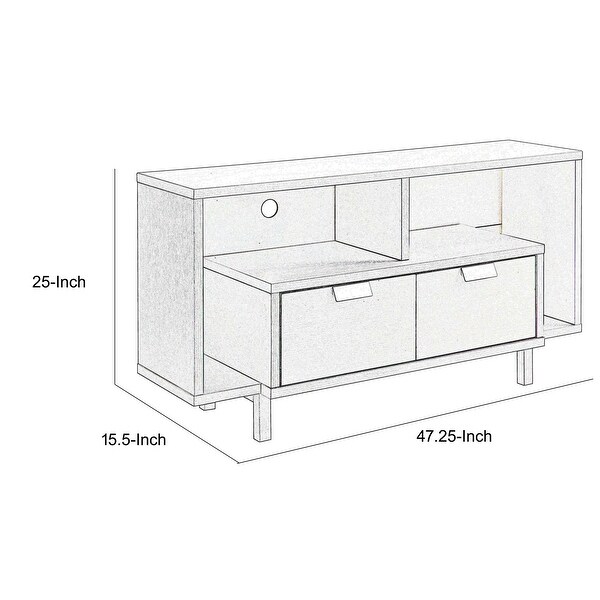 Jett 47 Inch TV Media Entertainment Console， 2 Drawers， 2 Shelves， White