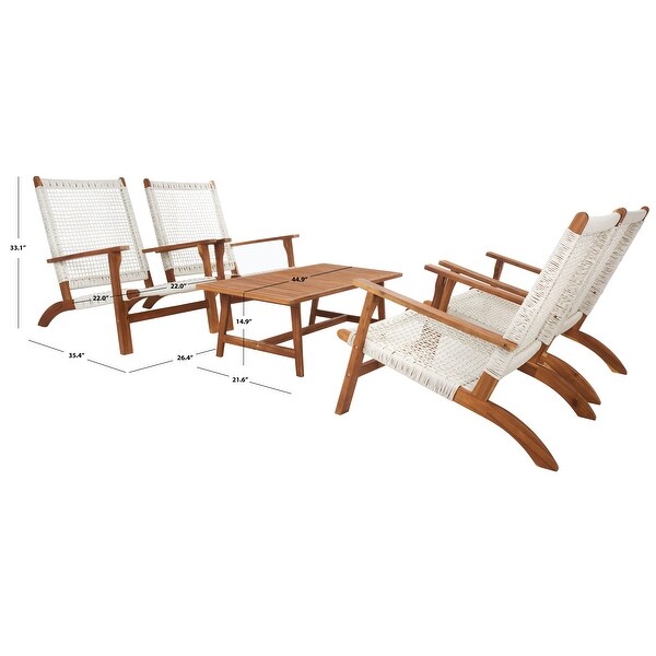 SAFAVIEH Outdoor Deven 5Piece Acacia Wood Coffee Set.