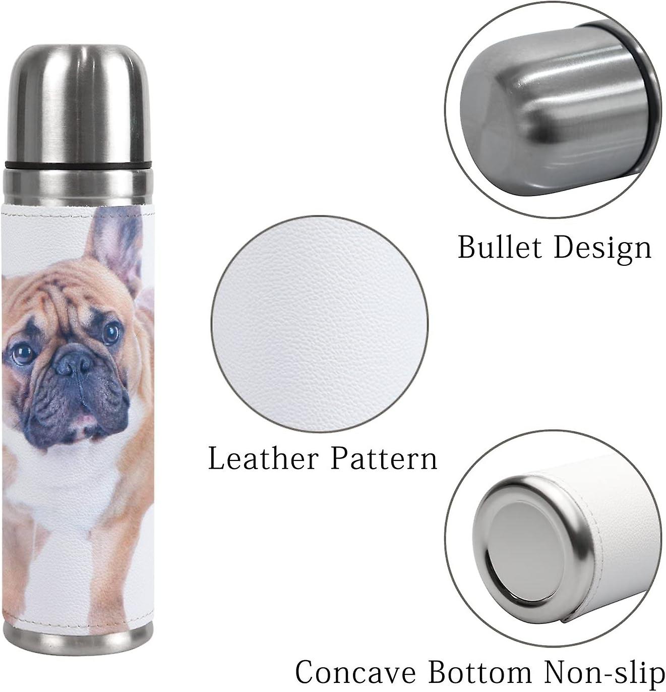 Insulated Mug Stainless Steel Water Bottle Beautiful French Bulldog Isolated On White Vacuum Cup Travel Mug