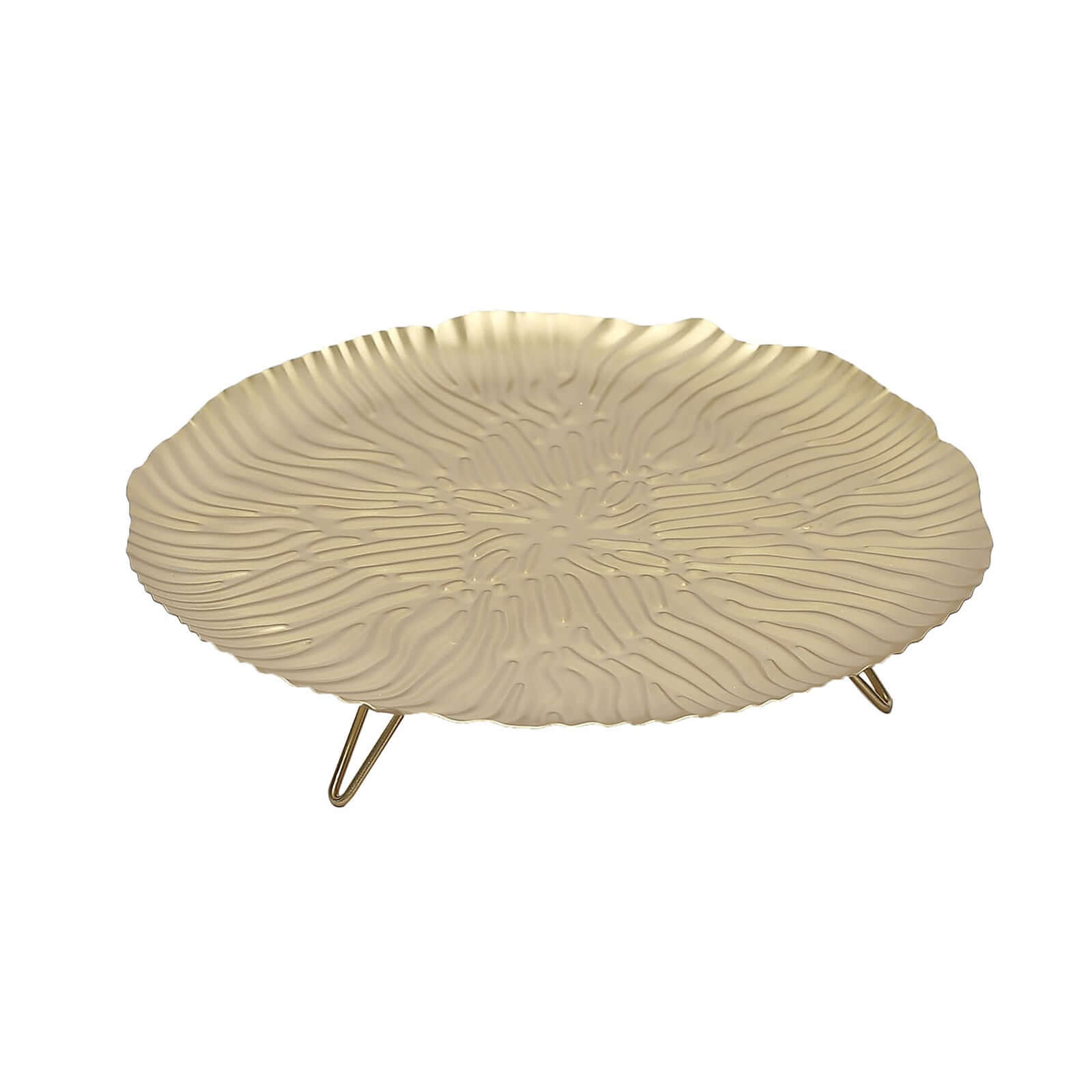 Gold Wavy Hairpin Leg Metal Serving Tray Dessert Display, Pedestal Wedding Cake Cupcake Stand Centerpiece 12