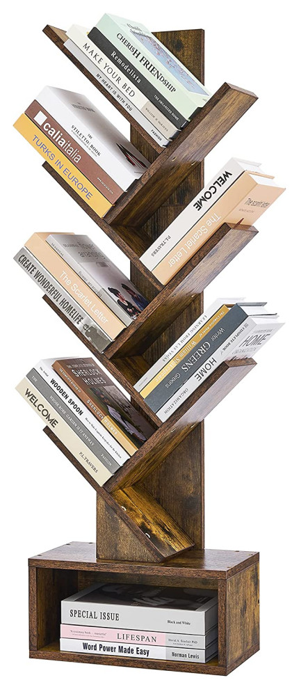 Modern 6 Tier Tree Bookshelf with Drawer   Midcentury   Bookcases   by Imtinanz  LLC  Houzz