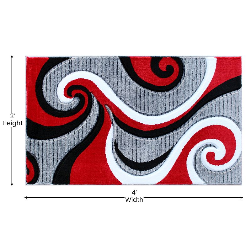 Masada Rugs Masada Rugs Sophia Collection 2'x3' Modern Contemporary Hand Sculpted Area Rug in Red