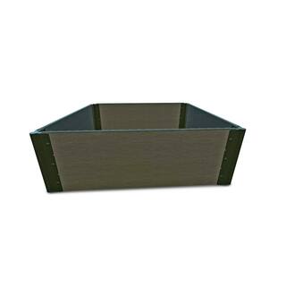 Frame It All 4 ft. x 4 ft. x 16.5 in. 1 in. Profile Weathered Wood Composite Tool-Free Raised Garden Bed 300003425