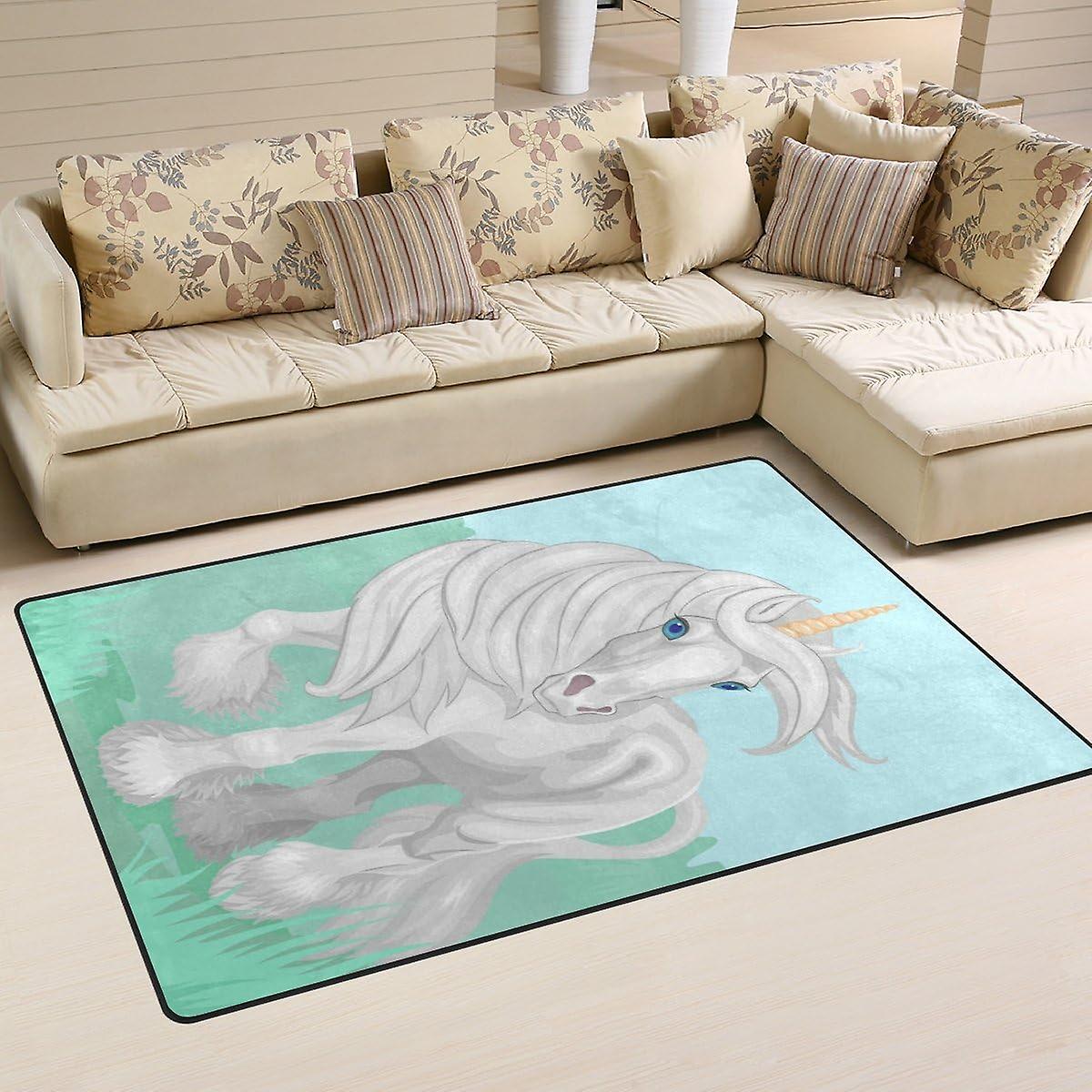 Colourlife Lightweight Carpet Mats Area Soft Rugs Floor Mat Doormat Decoration For Rooms Entrance 31 X 20 Inches Running White Unicorn