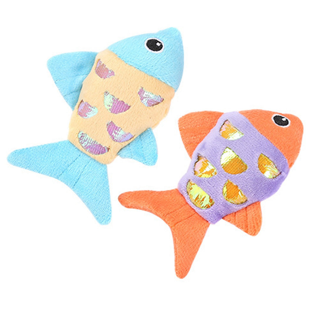 Cat Catnip Toy Plush: 2PCS Fish Design Crinkle Cat Chew Toy Kitten Teething Toy