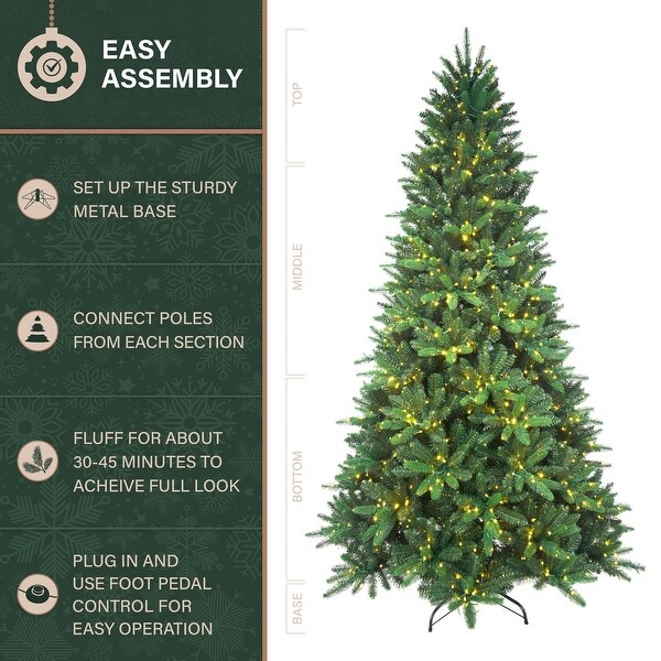 Fraser Hill Farm 6.5ft. York Pine Artificial Christmas Tree with Multicolor Color Changing 3MM LED Lights