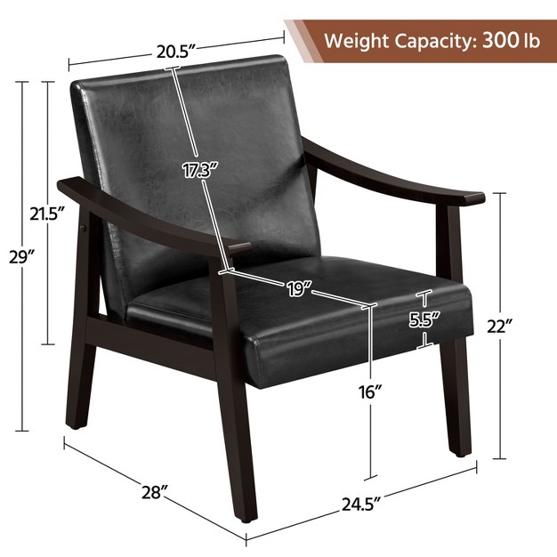 Yaheetech Modern Faux Leather Upholstered Armchair Accent Chair With Solid Wood Legs