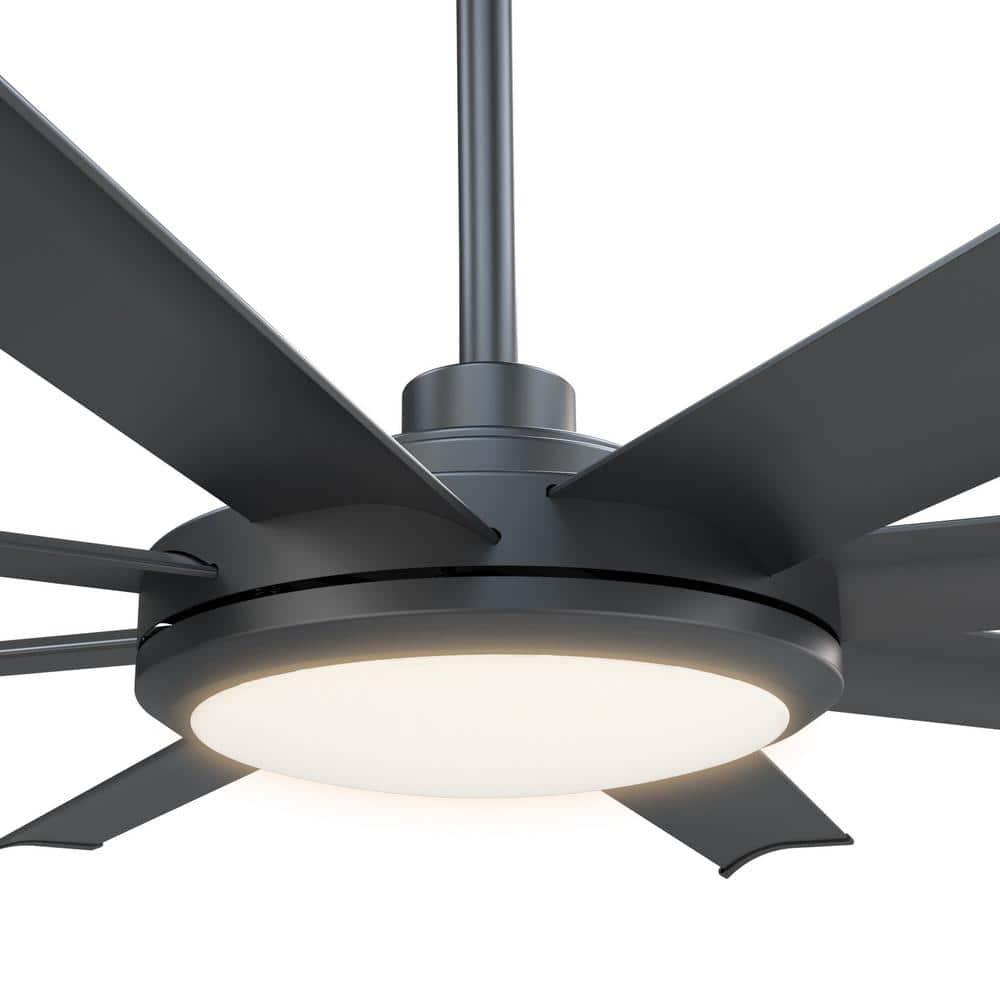 Flint GARDEN 60 in Indoor Integrated LED Matte Black 8 Blades Ceiling Fan with Light and Remote Control