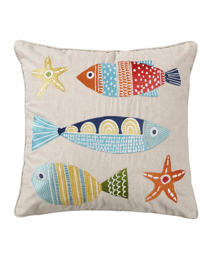 Levtex St. Anton Fish Embroidered Decorative Pillow， 18