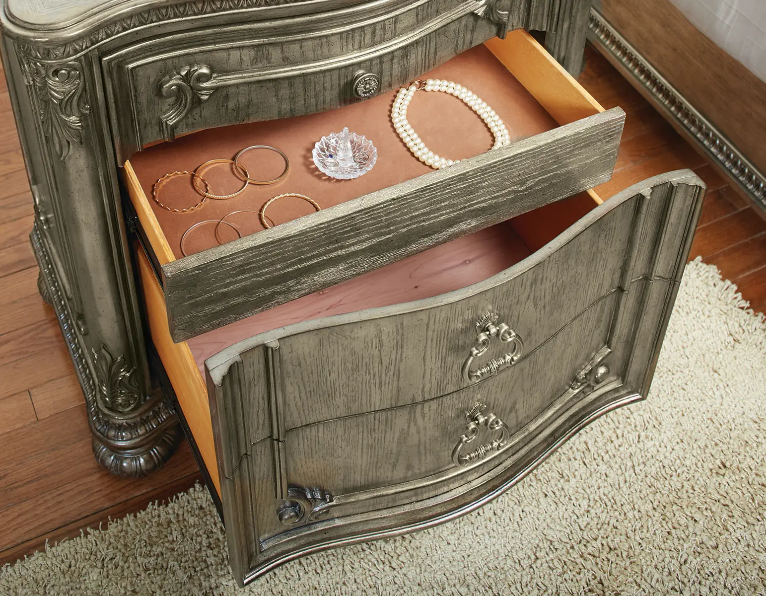 Seville Platinum Gold Nightstand