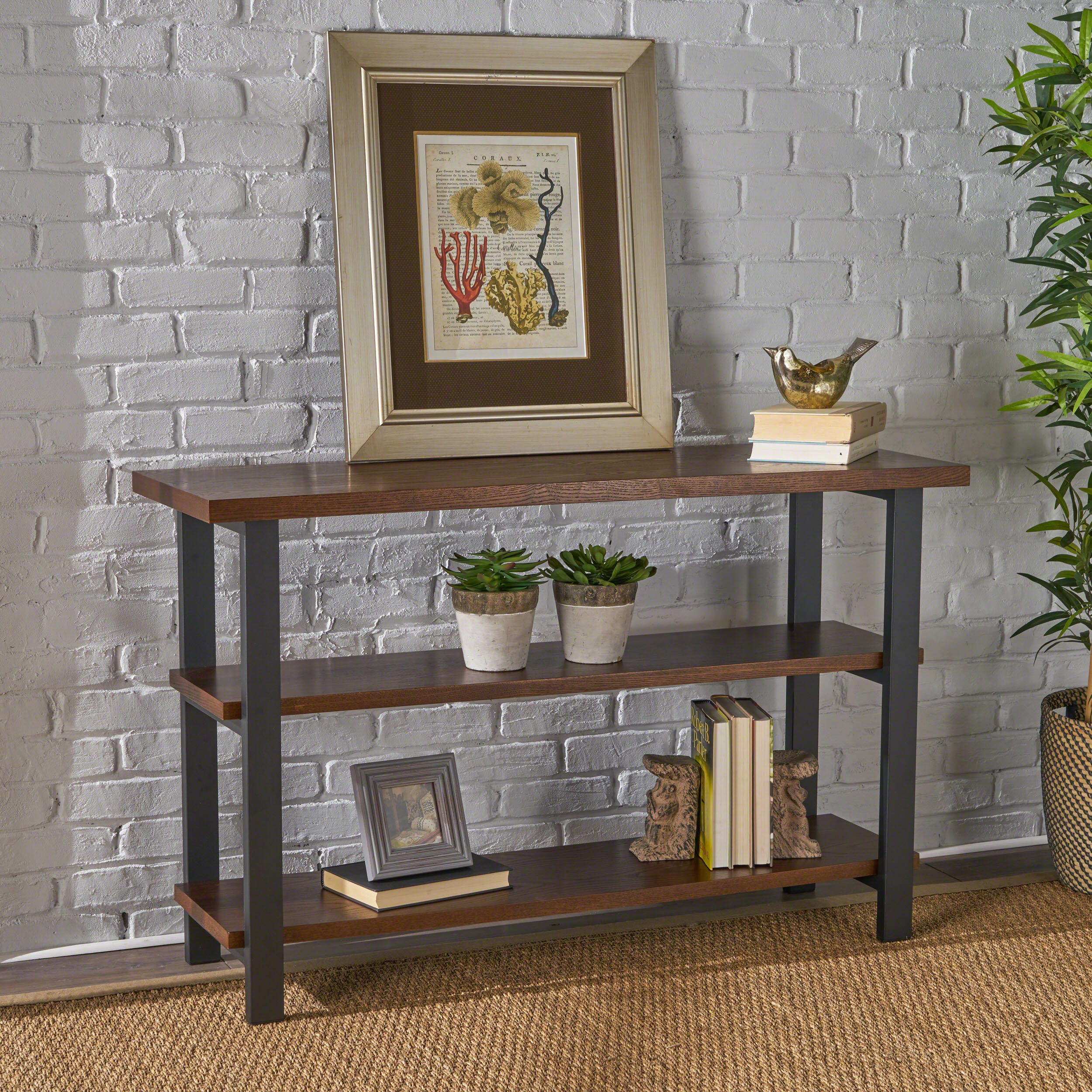 Ferdinand Modern Industrial 2 Shelf Console Table