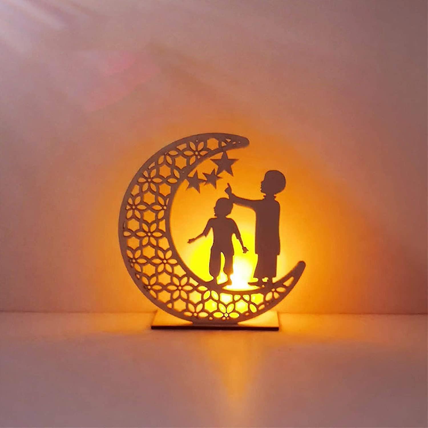 Craft Night Light，handmade 3d Wooden Moon Star Led Lights Decor