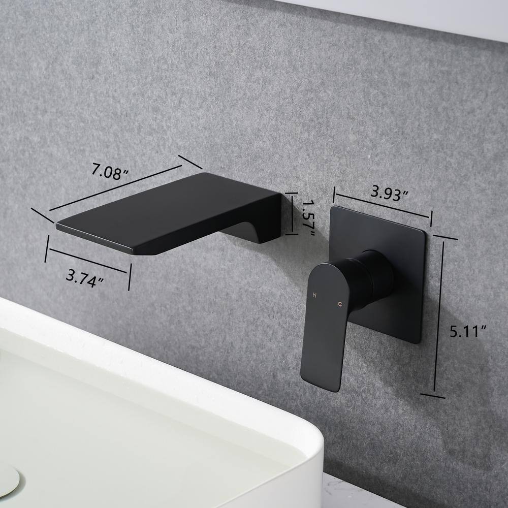 Single-Handle Waterfall Wall Mounted Bathroom Faucet in Matte Black CER-LQW1-9830