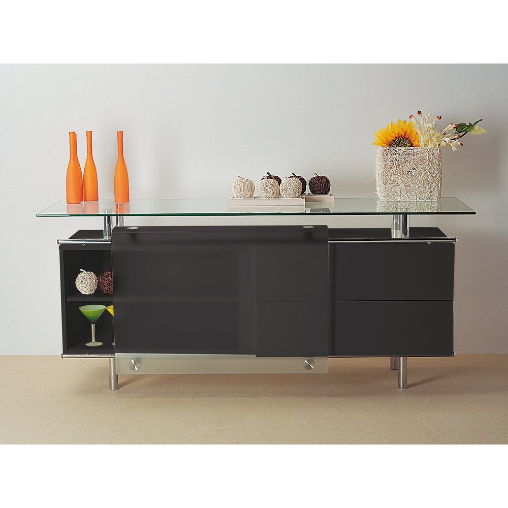 Lacquer buffet with frosted sliding glass door  71''x21''x31''H