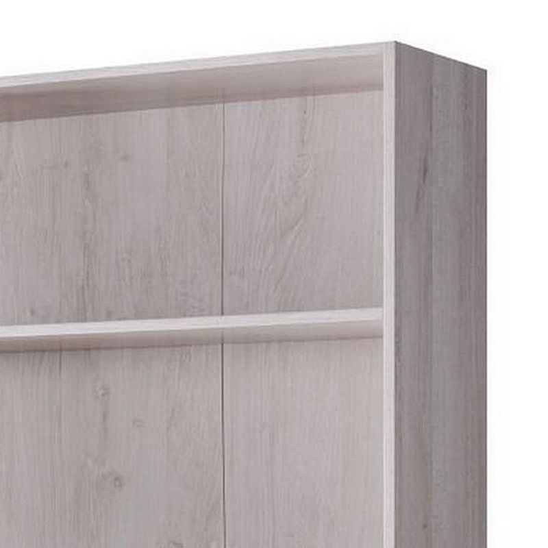 70 Inch Wooden Bookcase with 5 Shelves， White Oak