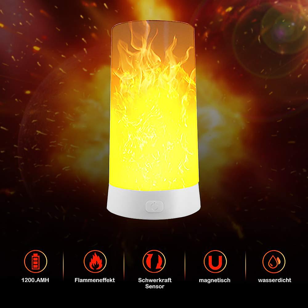 Led Flame Effect Light， Magnetic Flameless Candle Bulb Lamp With 4 Modes， Waterproof Usb Rechargeable Flickering Flame Lantern