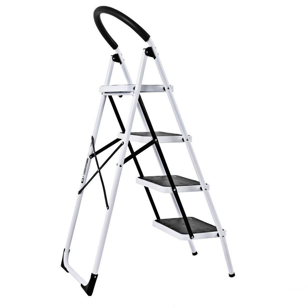 ANGELES HOME 4.58 ft. Steel Foldable 4 Step Ladder (10 ft. Reach) 330 lbs. Load Capacity Type IA Duty Rating 8CKTL35-311