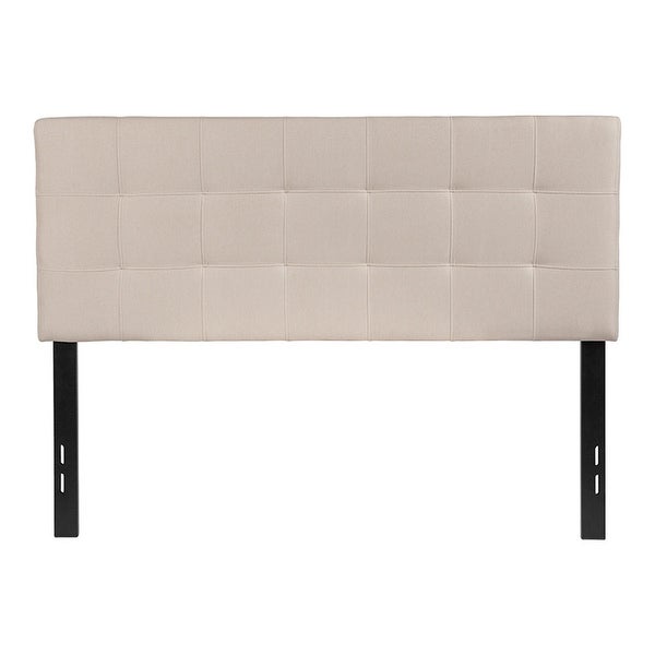 Offex Contemporary Tufted Upholstered Full Size Panel Headboard in Beige Fabric - - 27413820