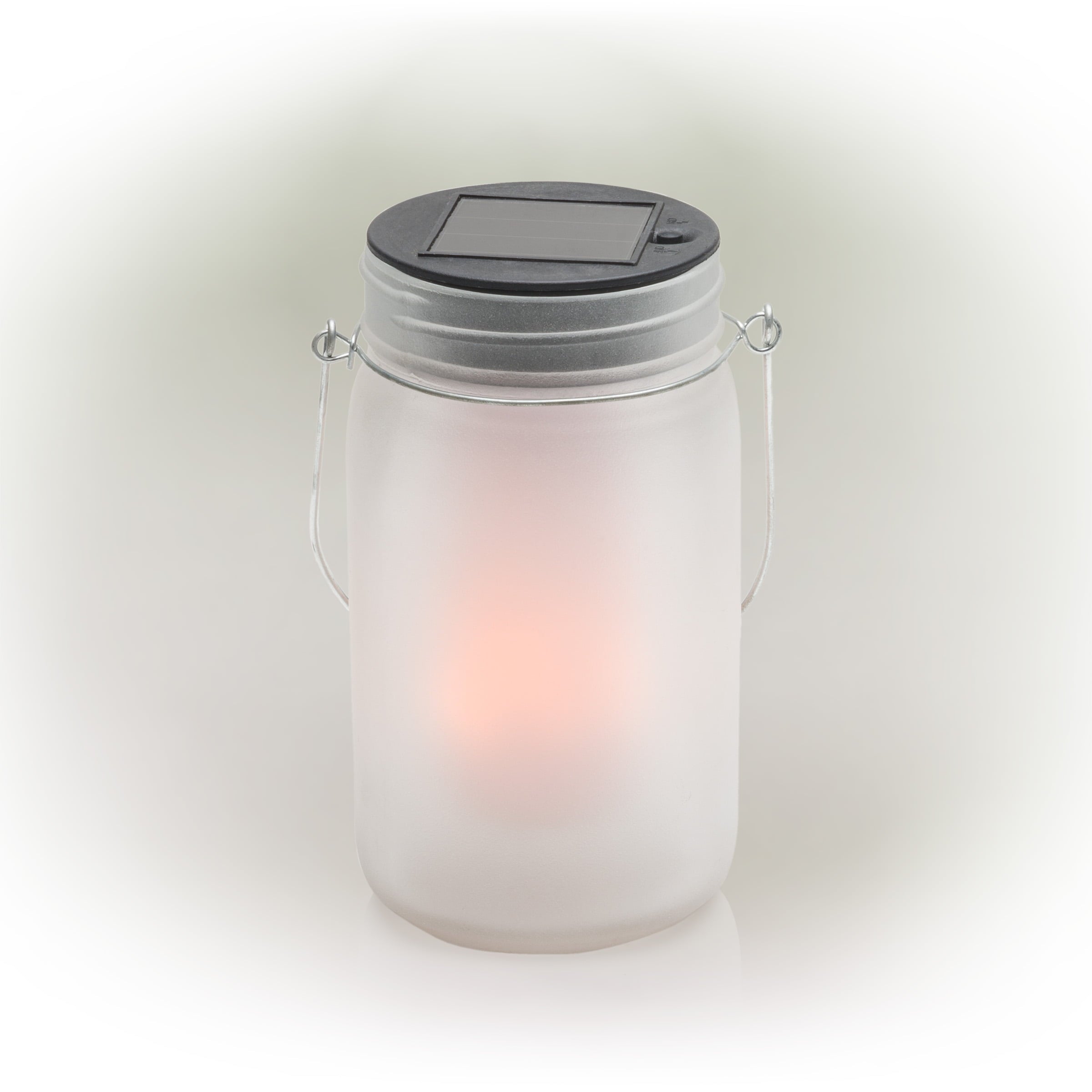 Alpine Corporation Outdoor Solar Powered Pathway Lantern Flickering LED Light Jars (Set of 2)