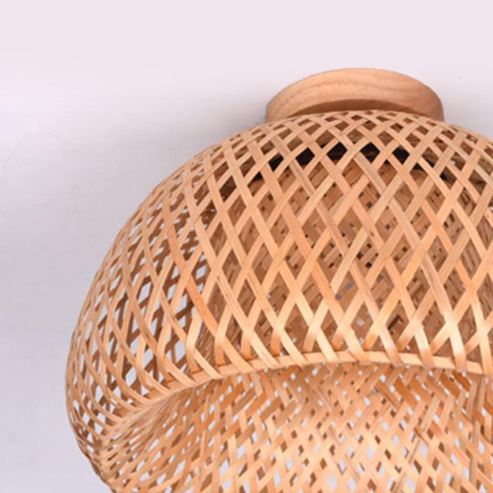 2xbamboo Wicker Rattan Light Fixture Flush Mount Hanging Ceiling Lamp 30x18cm