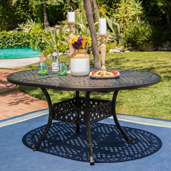 Outdoor Expandable Aluminum Dining Table，Hammered Bronze Finish