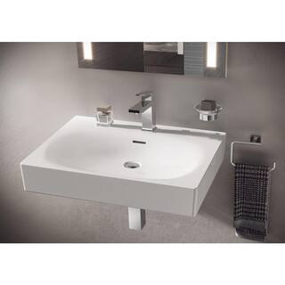 GROHE Eurocube Alpine White Wall Mounted Fireclay Single-Hole Bathroom Vessel Sink 39656000