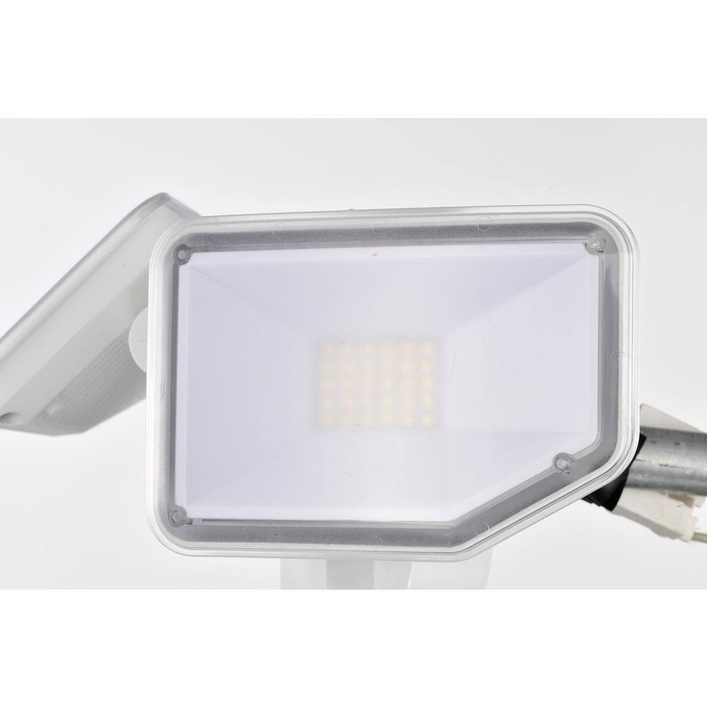 AWSENS 130-Watt Equivalence White Outdoor 2-Light Integrated LED Wall or Eave Mount Flood Light AW5062-WH