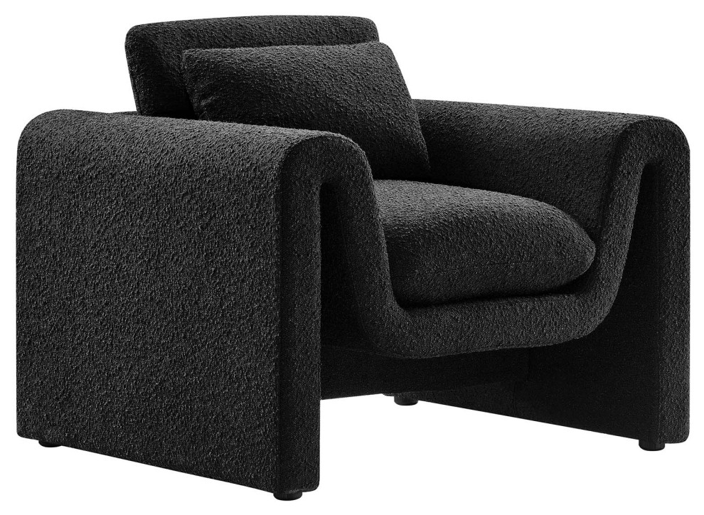 Waverly Boucle Upholstered Armchair   Black   Transitional   Armchairs And Accent Chairs   by First of a Kind USA Inc  Houzz