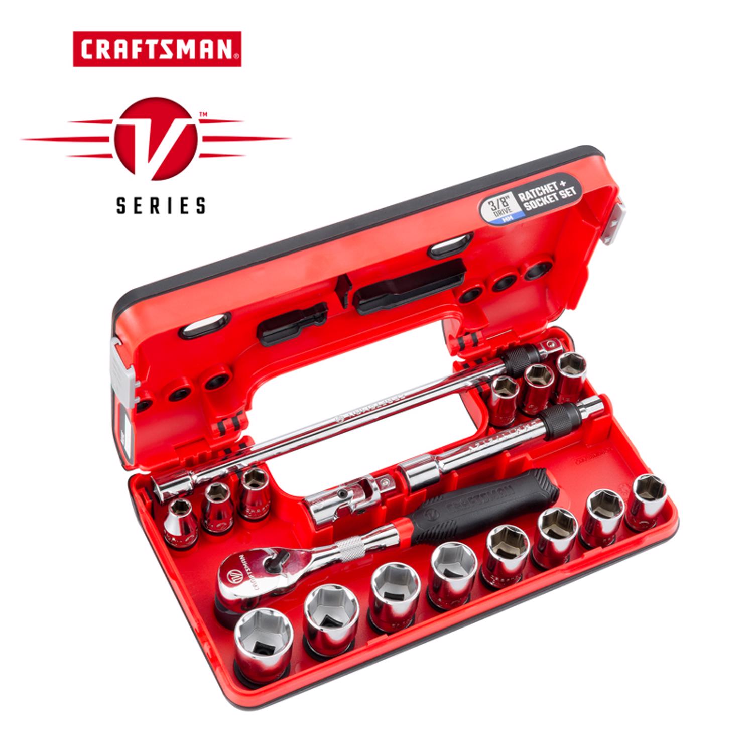 Craftsman V-Series 3/8 in. drive Metric 6 Point Socket and Tool Set 18 pc