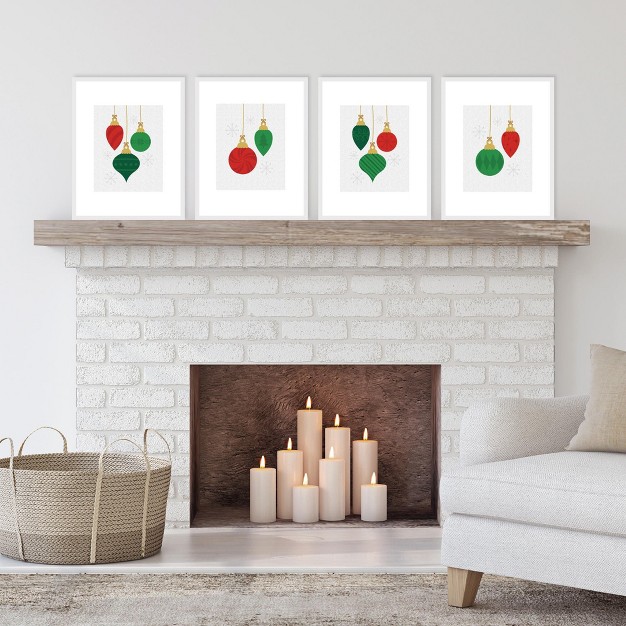 Big Dot Of Happiness Ornaments Unframed Holiday And Christmas Linen Paper Wall Art Set Of 4 Artisms 8 X 10 Inches