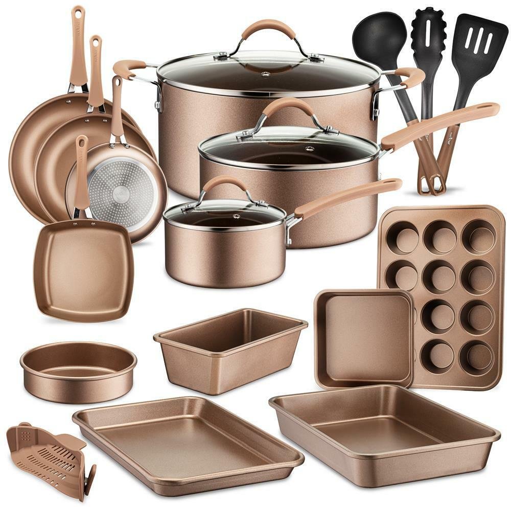 nutrichef NCCW20S High qualified Basic Kitchen Cookware Set， Non-Stick 20-Piece