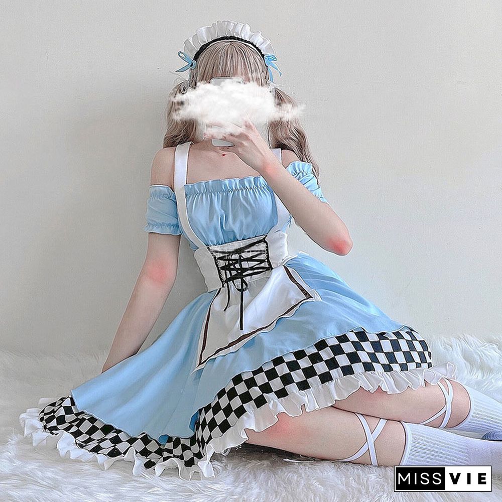 Lace Up Lattice Rulffled Lolita Dress