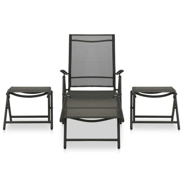 3 Piece Patio Lounge Set Textilene and Aluminum Black