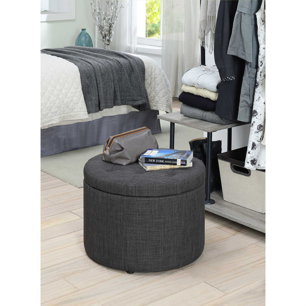 Designs4Comfort Round Shoe Storage Ottoman   Transitional   Footstools And Ottomans   by Homesquare  Houzz