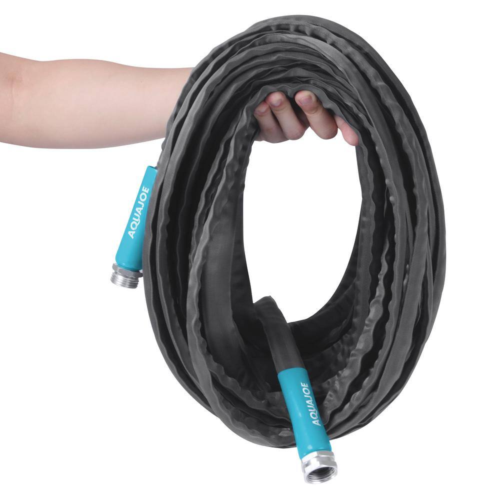 AQUA JOE 12 in. Dia. x 100 ft. Flexible Kink-Free Fiberjacket Garden Hose Metal Fittings AJFJH100-PRO